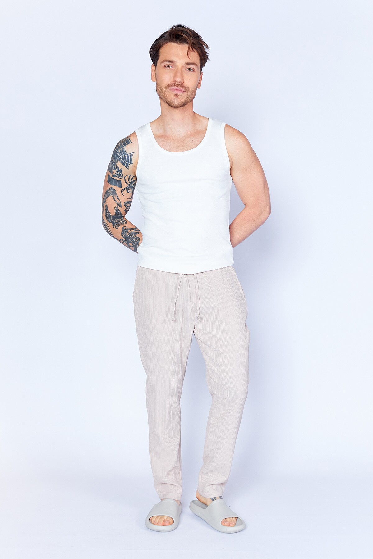 Taş Ottoman Beli Lastikli Esnek Jogger Pantolon | MES617849-01