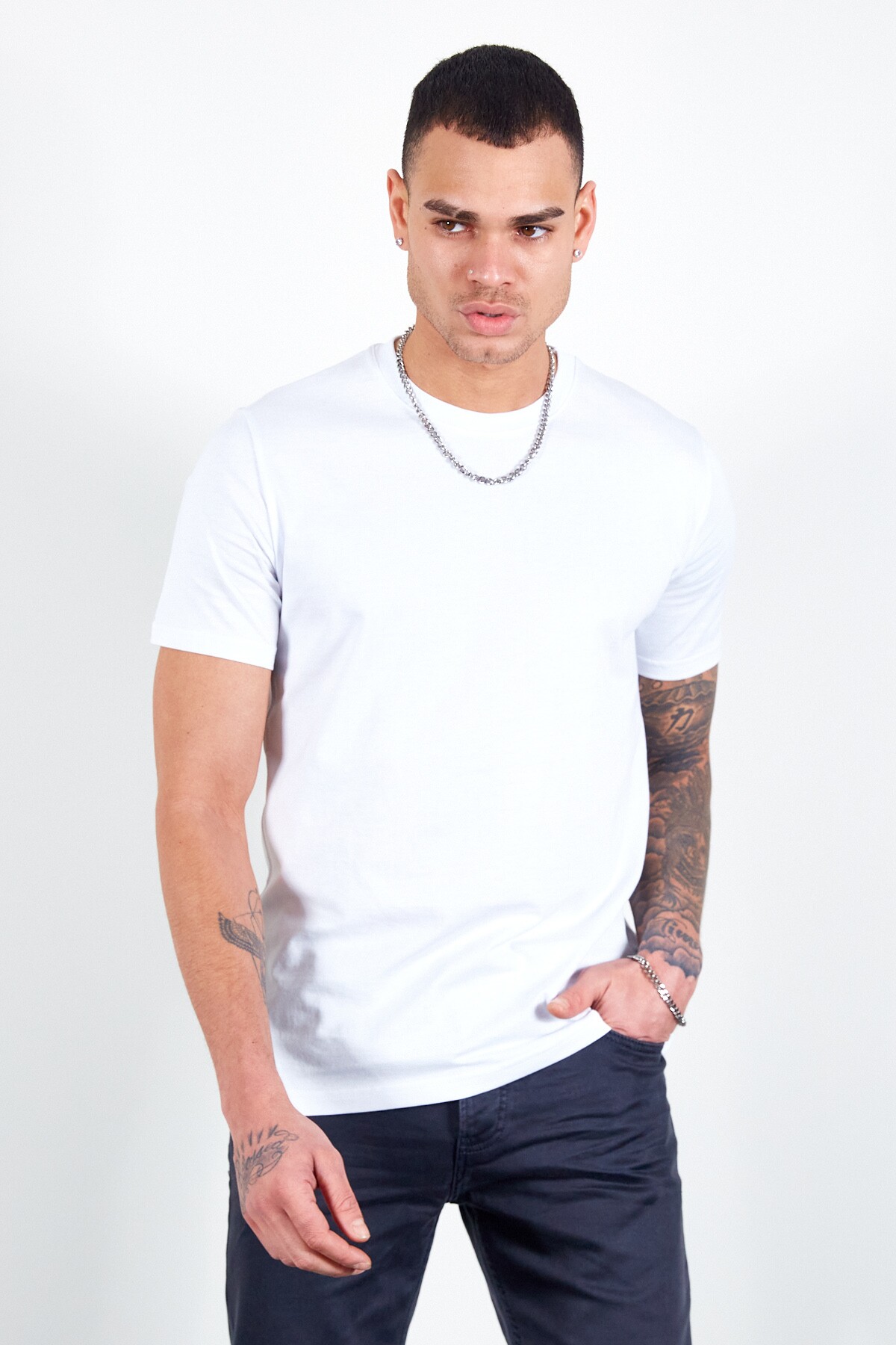 Beyaz Erkek Basic Tshirt | MES216959-01