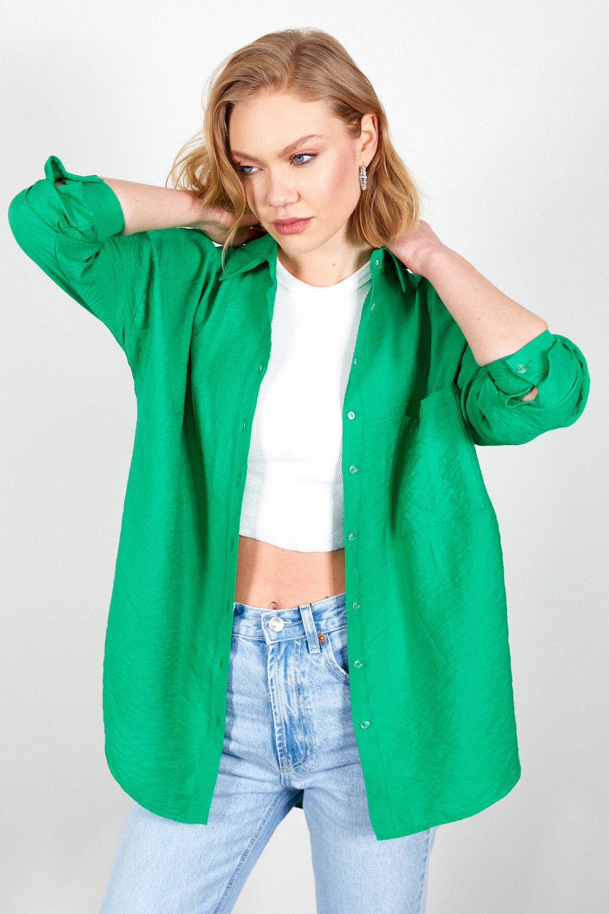Benetton Oversıze Kadın Gömlek | MKS166304-01