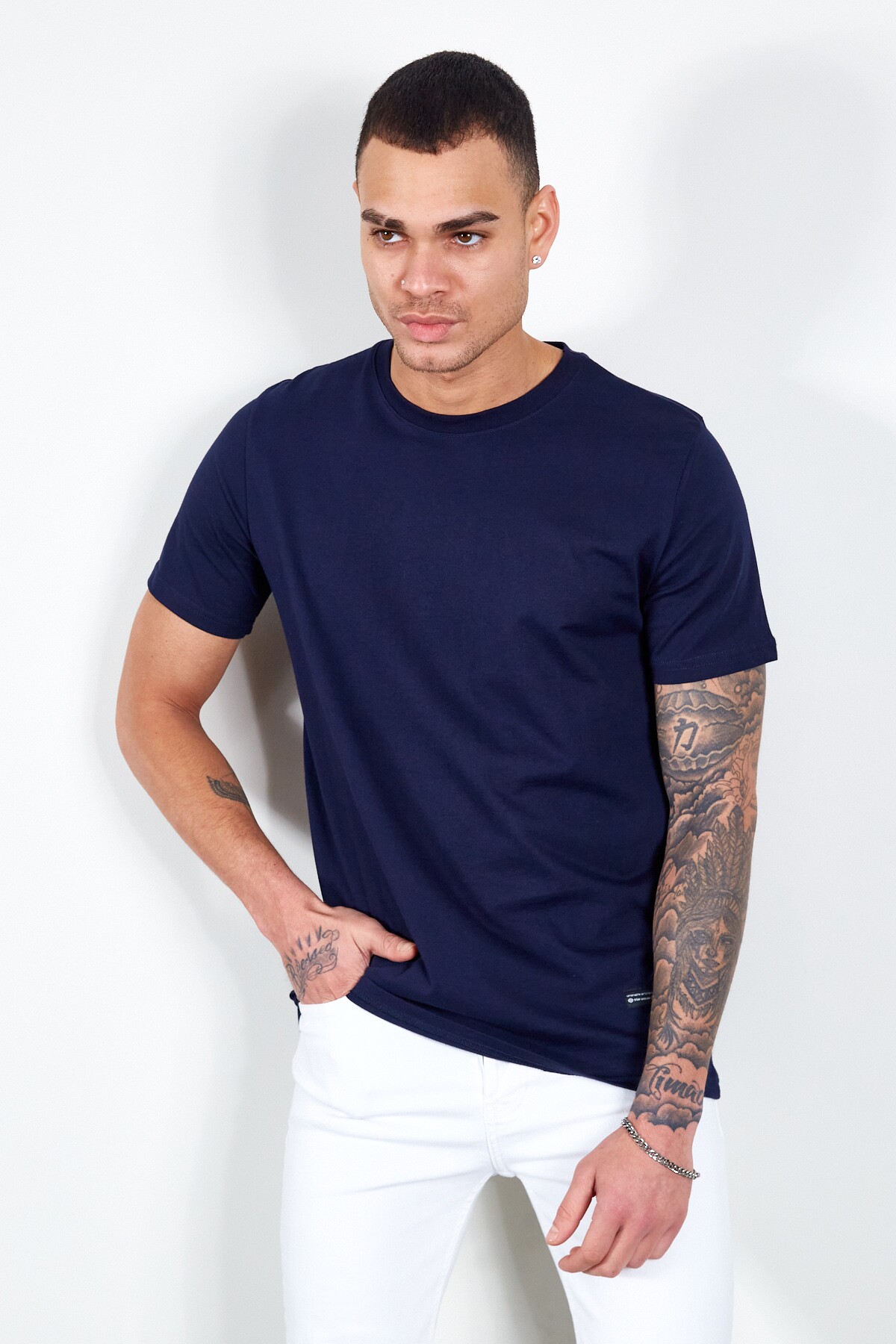 Lacivert Erkek Basic Tshirt | MES216959-01