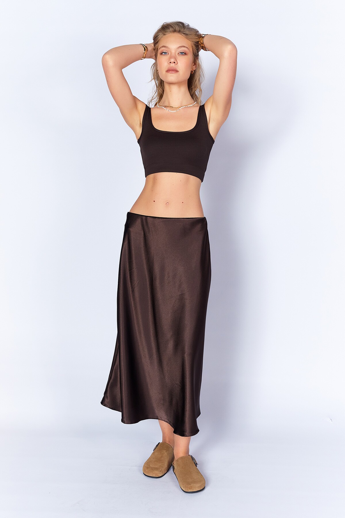 Kahve Saten Etek | MKN298936-01