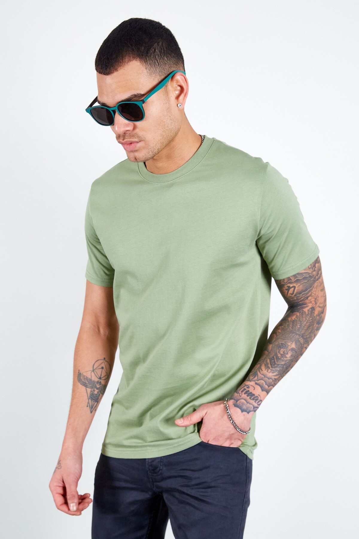 Haki Erkek Basic Tshirt | MES216959-01