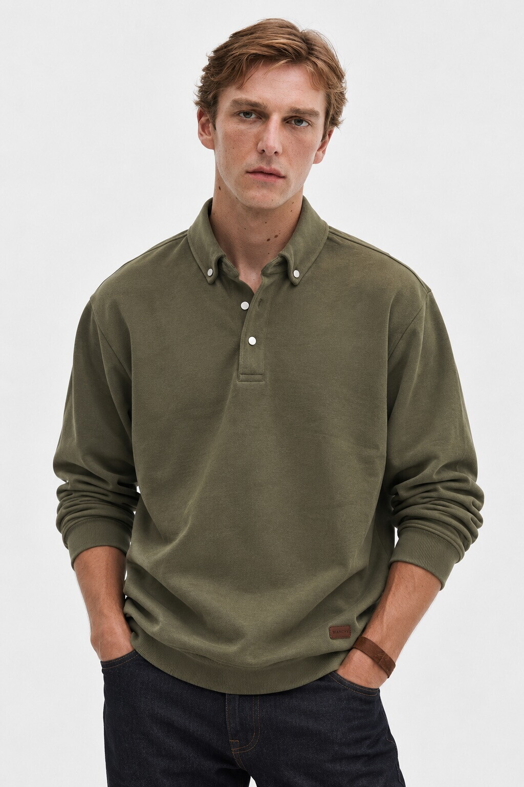 Nefti Polo Yaka Çıtçıt Detaylı Regular Fit Sweatshirt | MEW2211442-1