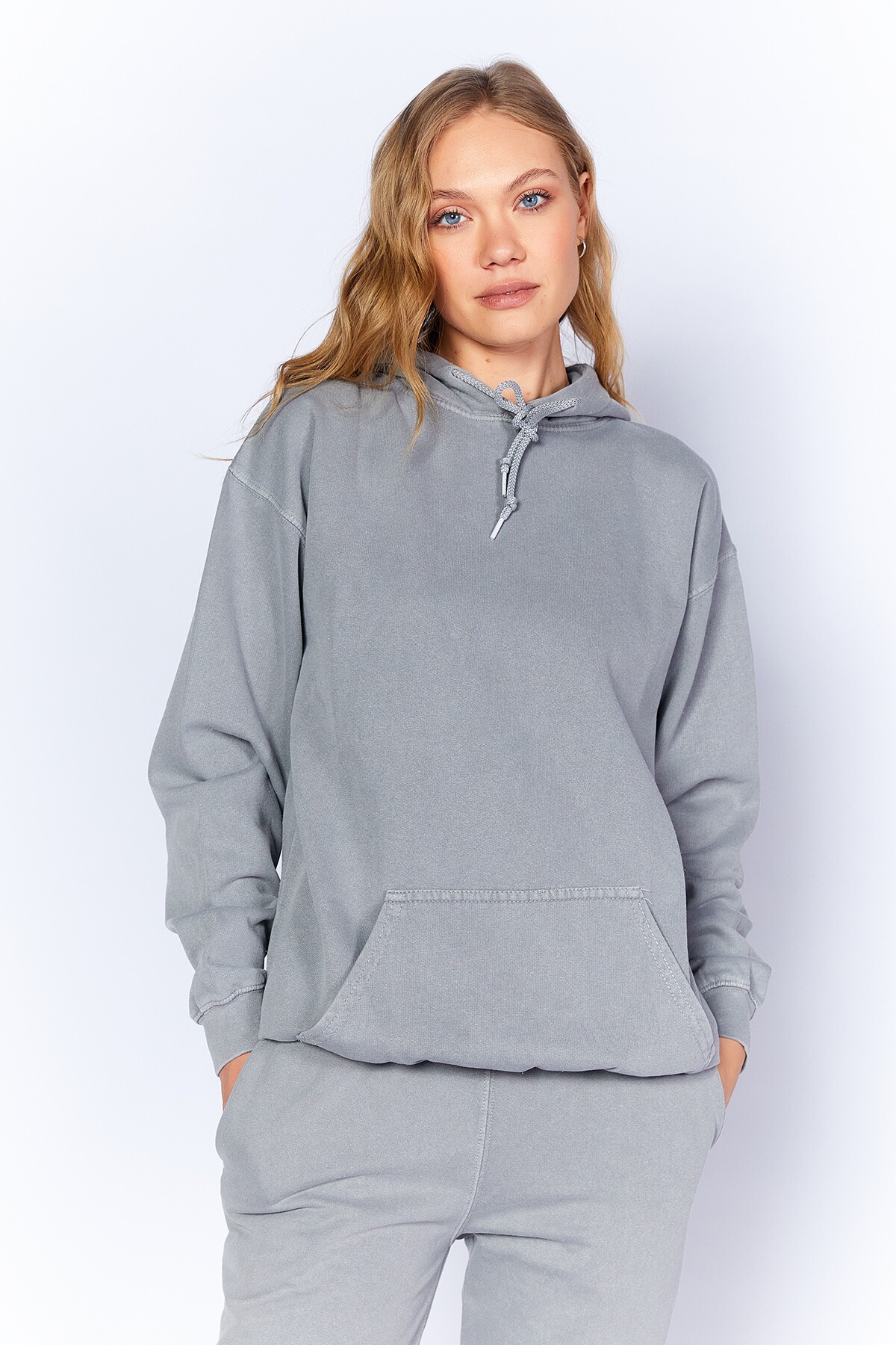 Toprak Eskitme/soluk Efektli Regular/normal Kalıp Kapşonlu Kanguru Cepli Örme Sweatshirt | MKW278851-01